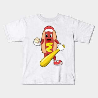 Hotdog at Baseball with Baseball bat Kids T-Shirt